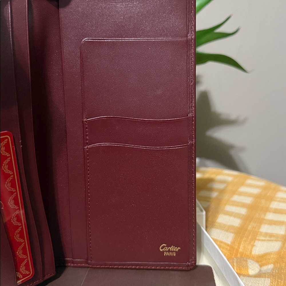 Cartier Burgundy Leather Wallet with Gold Details - Picture 9 of 16